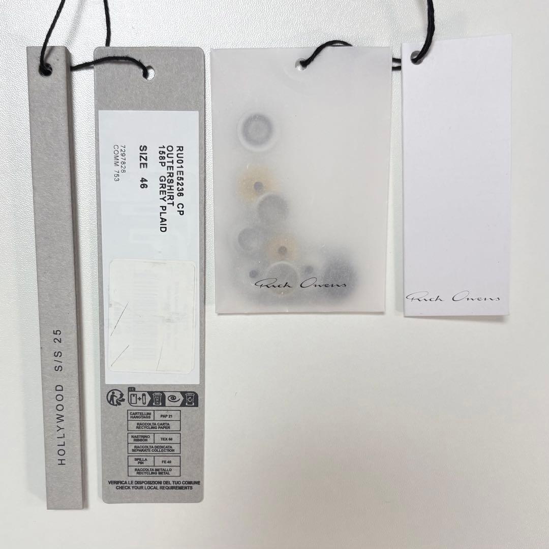 新品 RICK OWENS 25SS OUTERSHIRT GREY PLAID