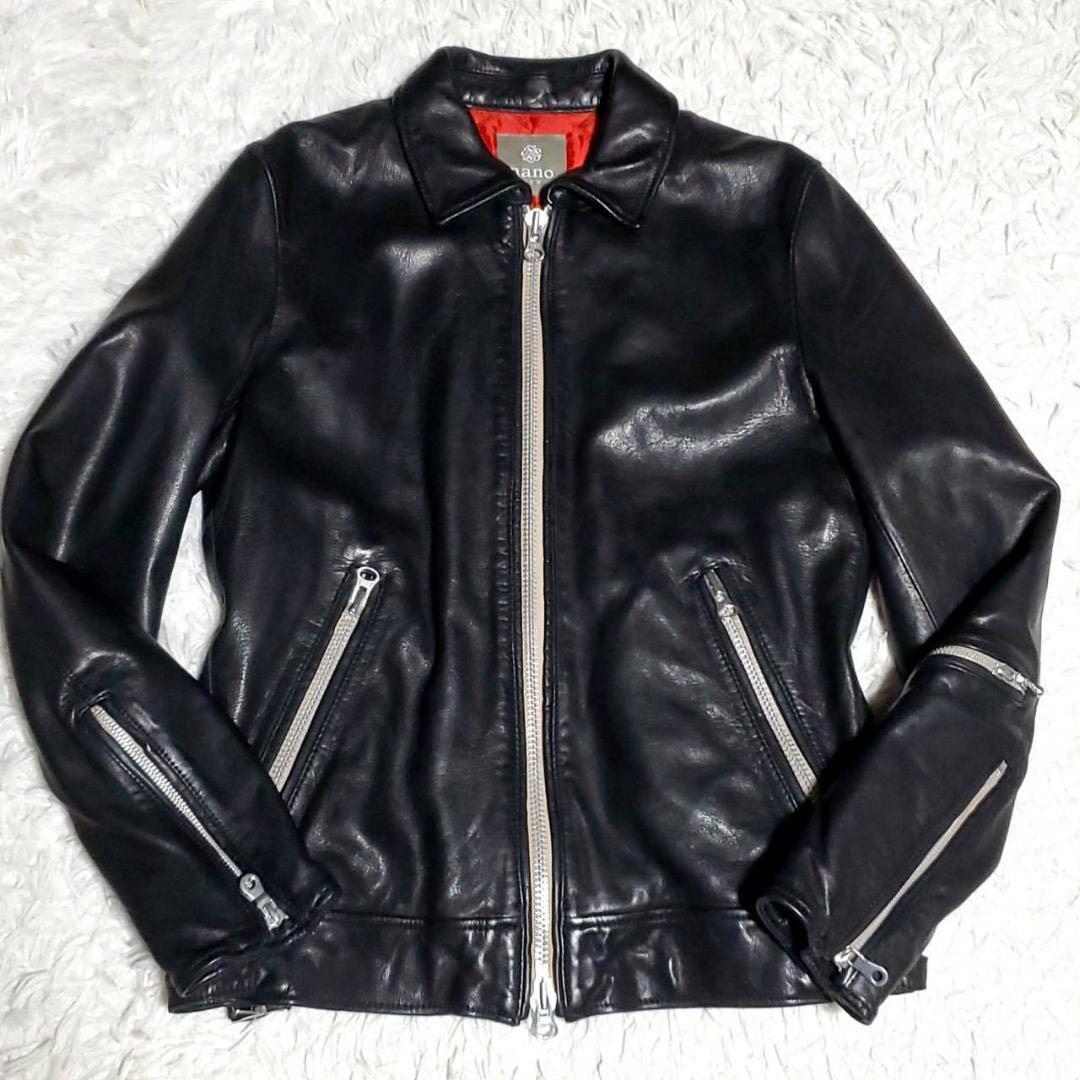 ナノユニバース 羊革 シングル ライダース 黒 中綿 キルティング　S サイズ