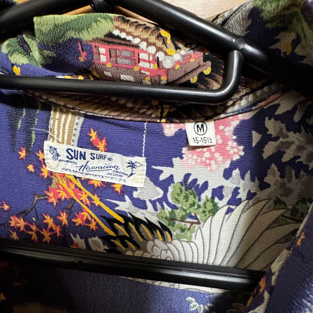 東洋 SUN SURF Hawaiian レーヨン 和柄 アロハシャツ M