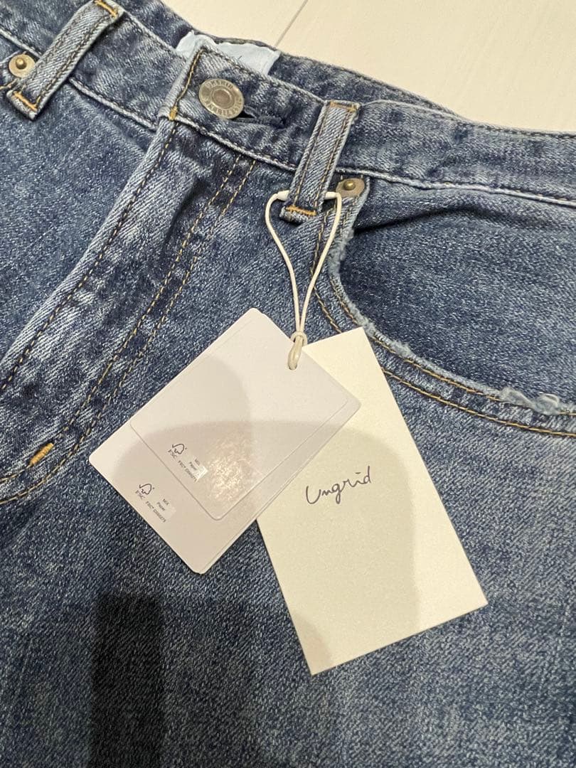Ungrid ヘムデザインストレッチデニム