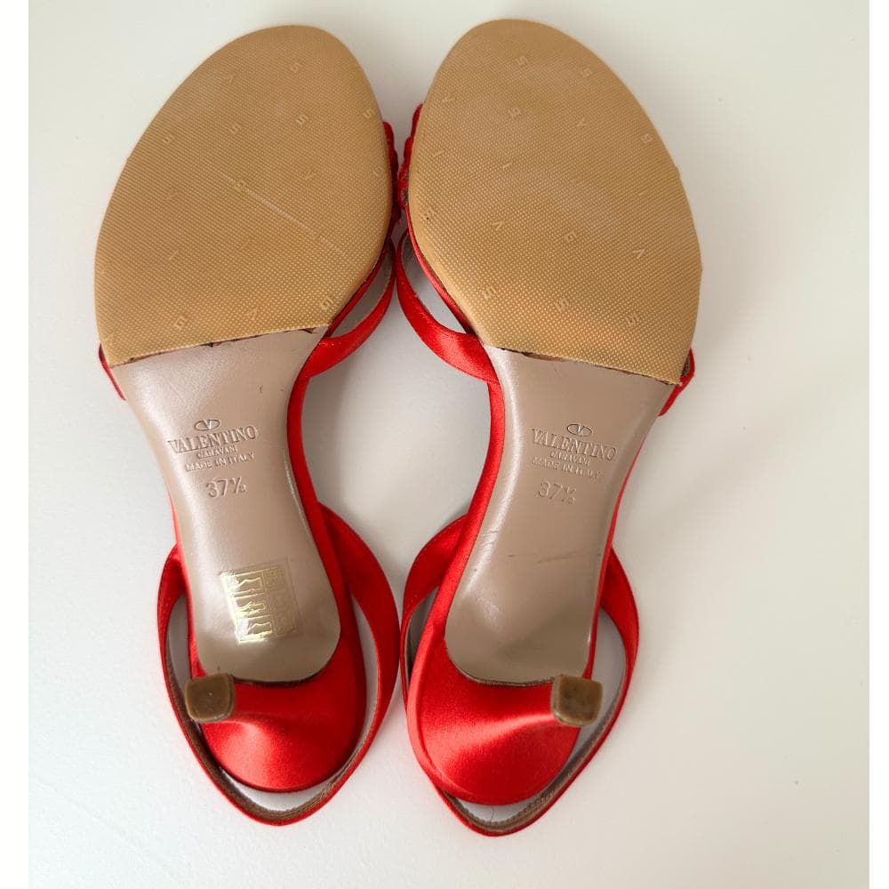 良品 ヴァレンティノ ヴィンテージ サンダル 赤 レッド 薔薇 37.5
