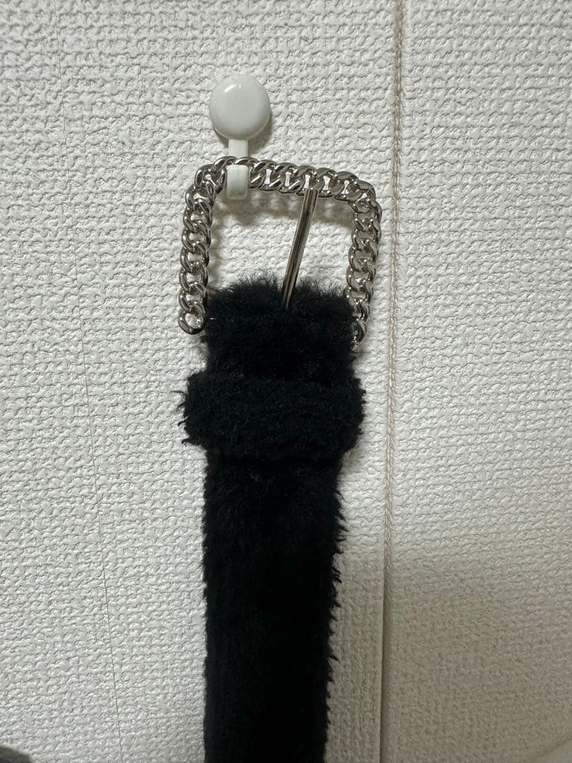 AFB afb ブラック　黒　fur belt ファー ベルト