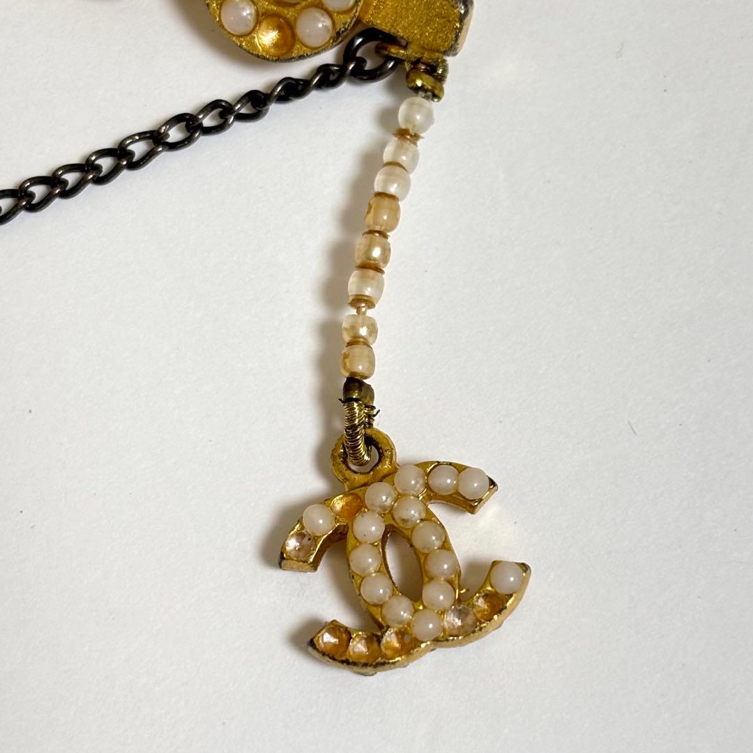 CHANEL ココマーク フェイクパール ブローチ GP ヴィンテージ 01A