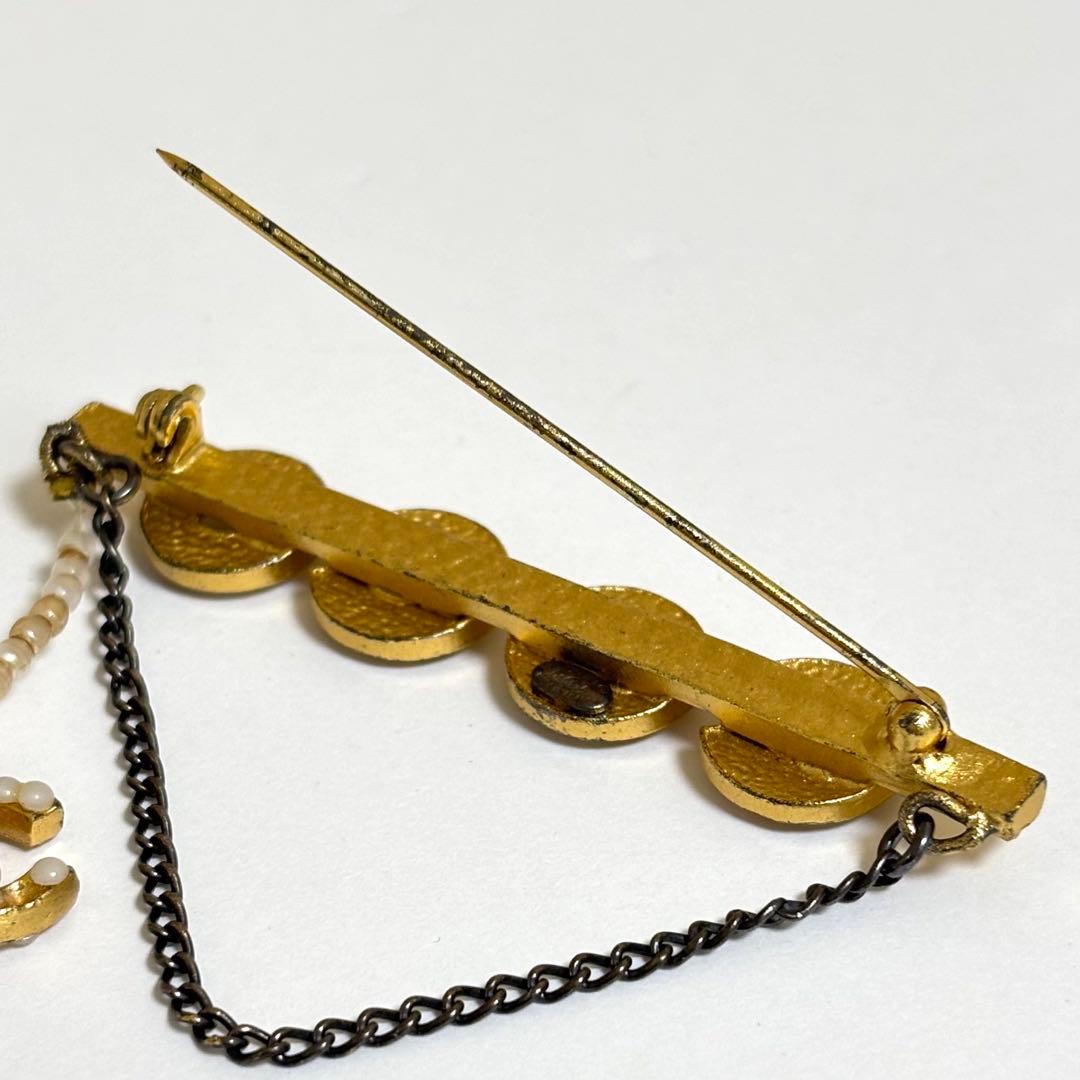 CHANEL ココマーク フェイクパール ブローチ GP ヴィンテージ 01A