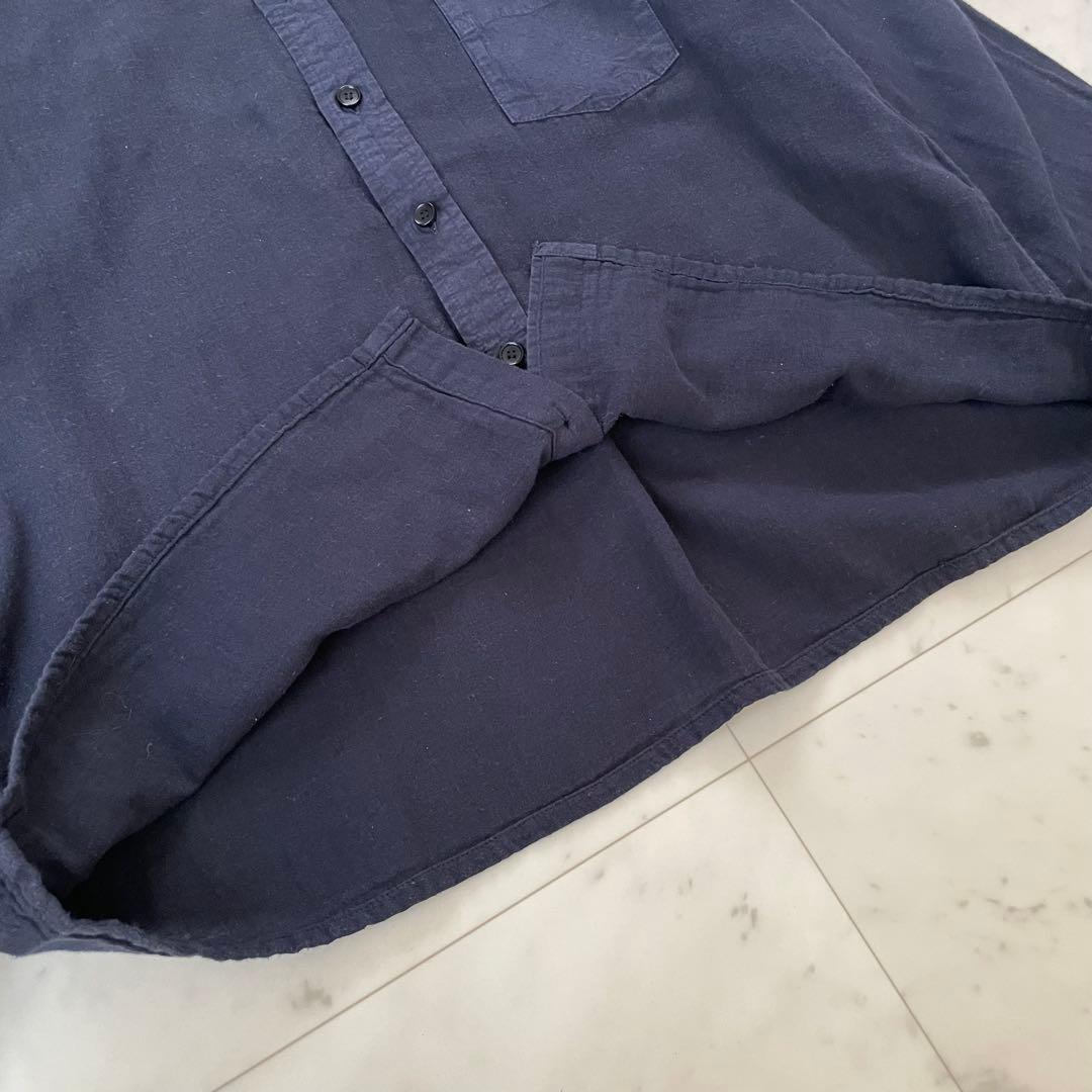 美品✨中川政七商店 リネン混シャツ ノーカラー ネイビー