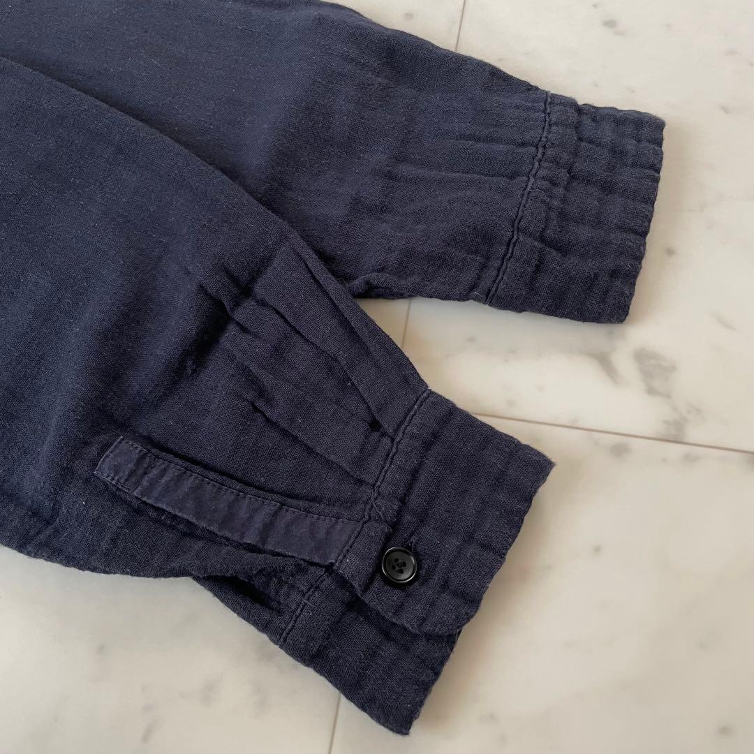 美品✨中川政七商店 リネン混シャツ ノーカラー ネイビー