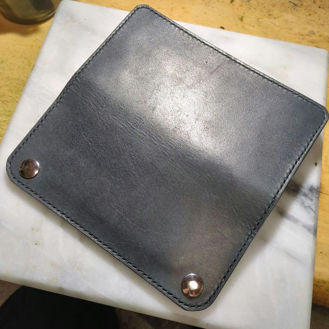 オイルヌメ革 トラッカーウォレット ハンドメイド 長財布 ロングウォレット 黒