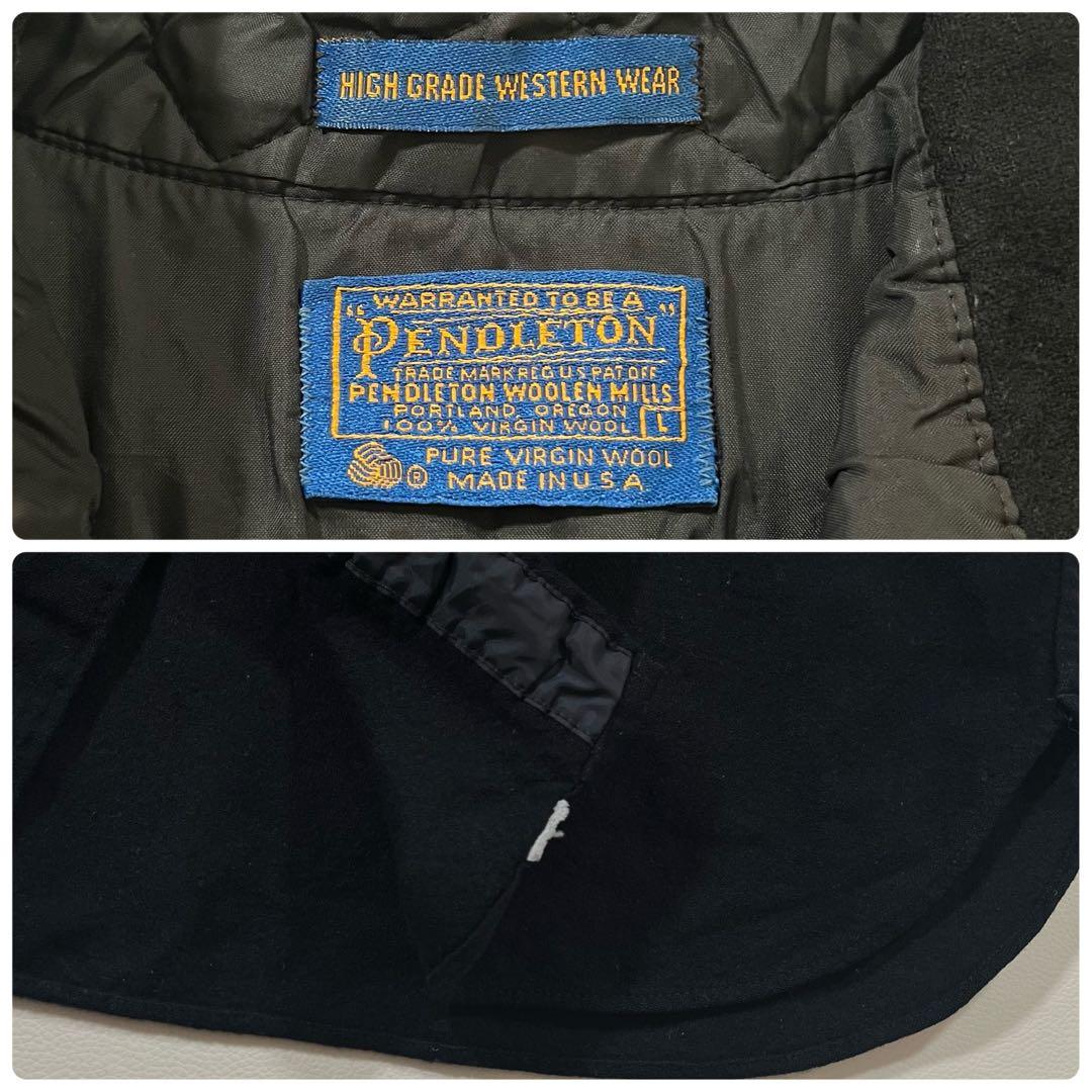 【70s】ペンドルトン　ウール ウェスタン シャツ　無地　ブラック　ヴィンテージ