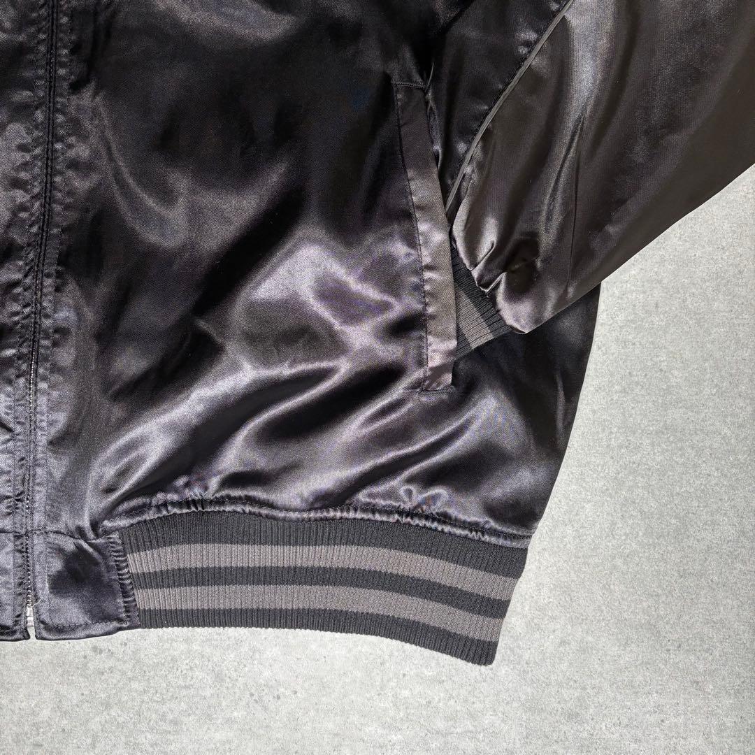 スカジャン　スーベニアジャケット　両面刺繍　花柄　龍　サテン　東洋　リブライン