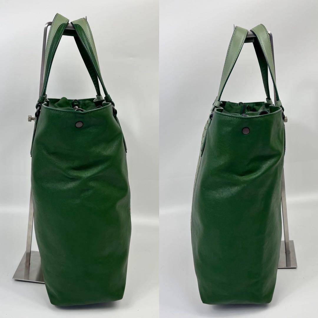 【定価36万】ボッテガヴェネタ トートバッグ　2way イントレチャート　緑