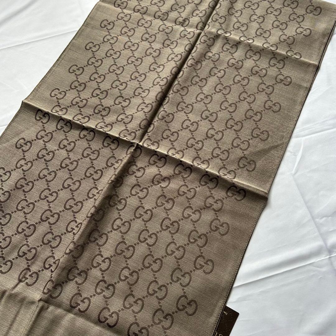 極美品　グッチ　GG柄　ストール　マフラー　165904　シルク×ウール　大判