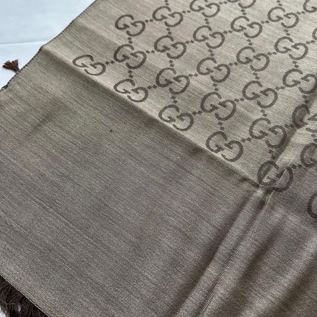 極美品　グッチ　GG柄　ストール　マフラー　165904　シルク×ウール　大判