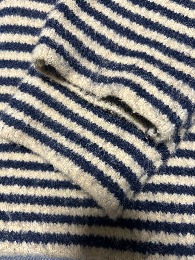 美品　ëpa man knit\"border\" ベージュ×ネイビー