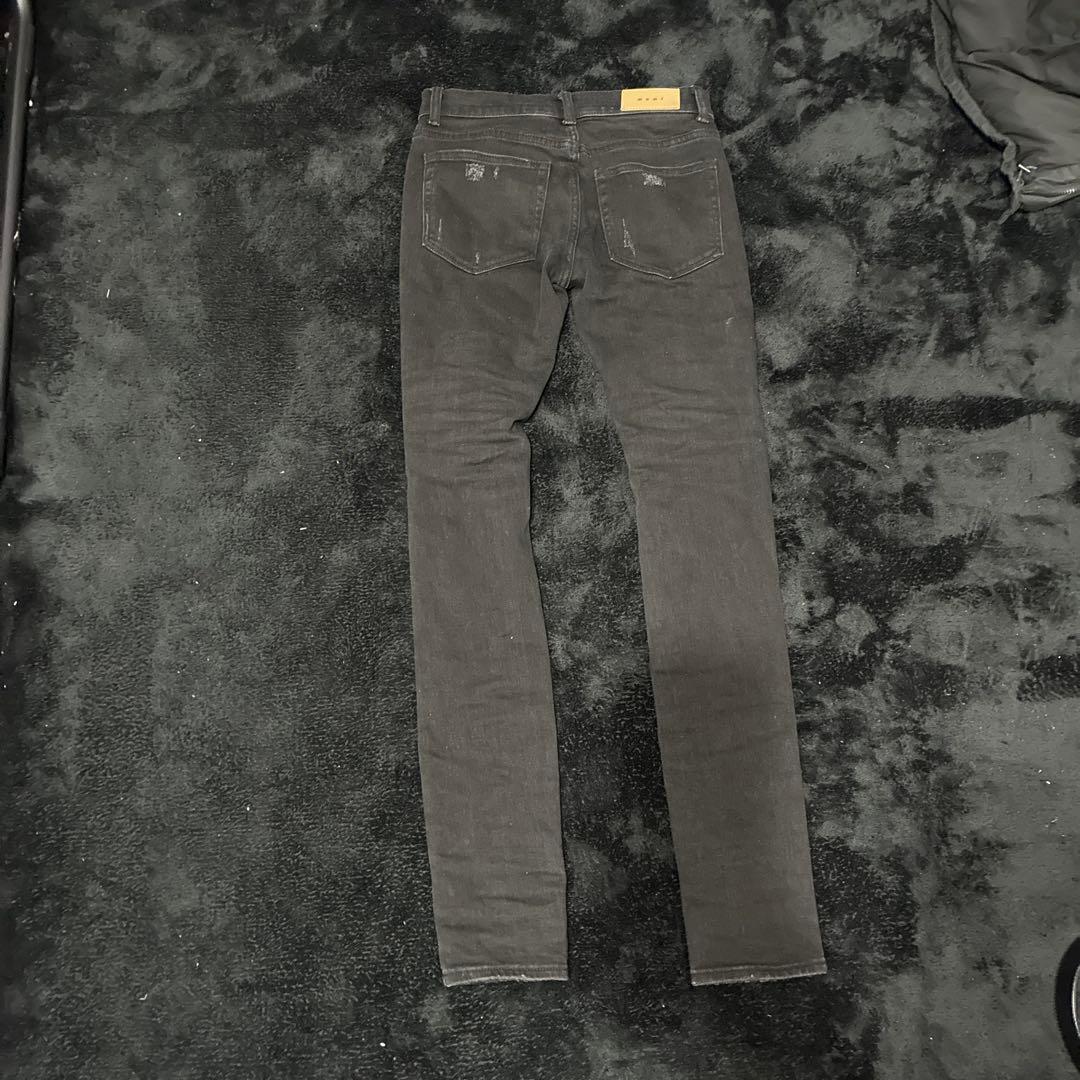 mnml スキニーデニム ブラック ダメージ加工 28