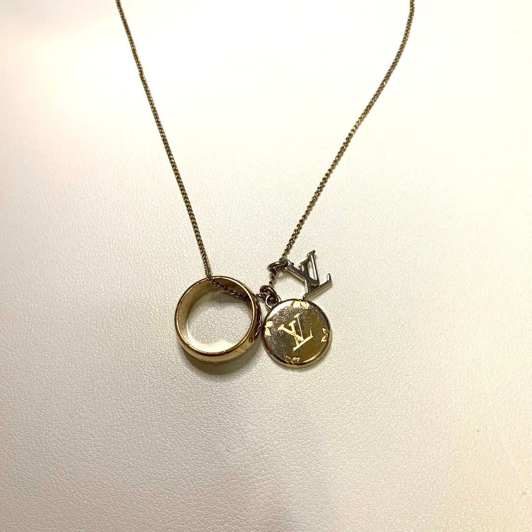 新春値下げ3日間限定価格！ LV ネックレス　モノグラム　ゴールド系リング18号