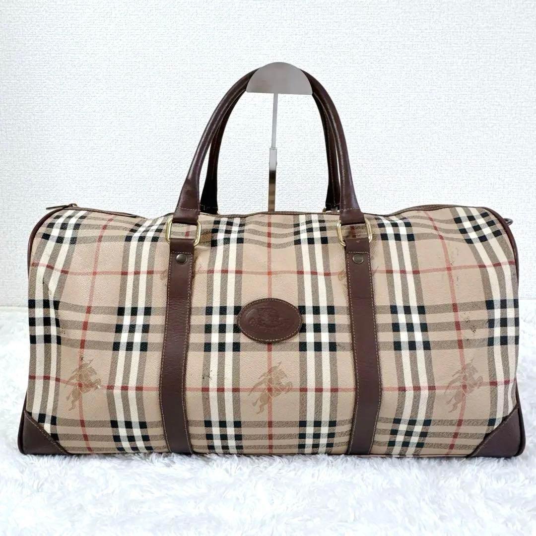 バーバリー ボストンバッグ ノバチェック ホースロゴ PVC Burberry