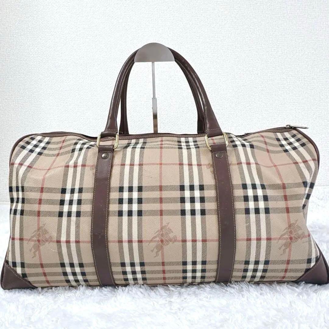 バーバリー ボストンバッグ ノバチェック ホースロゴ PVC Burberry