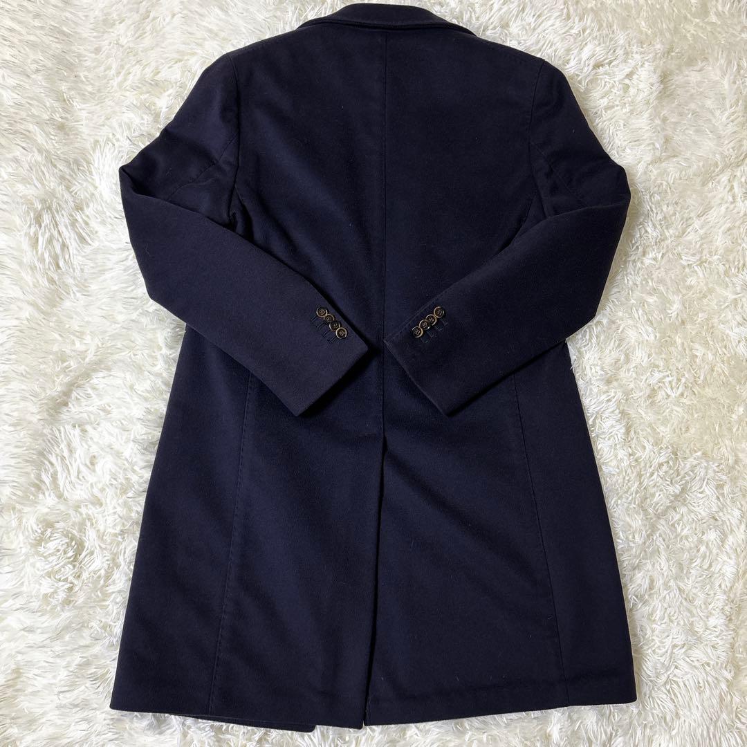 ラルディーニ カシミヤ ブートニエール付 チェスターコート ダークネイビー 44