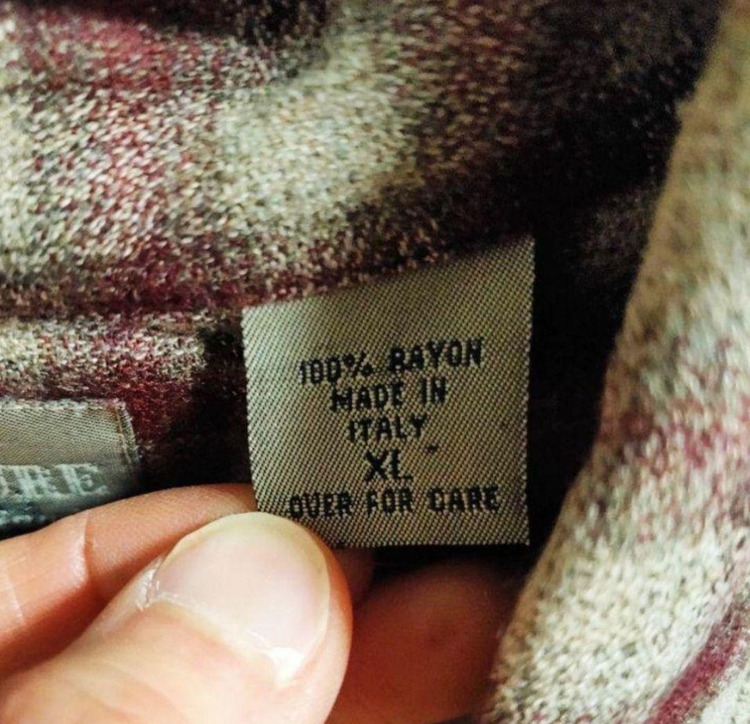 オンブレチェックシャドーチェックレーヨンシャツ　イタリア製ITALY