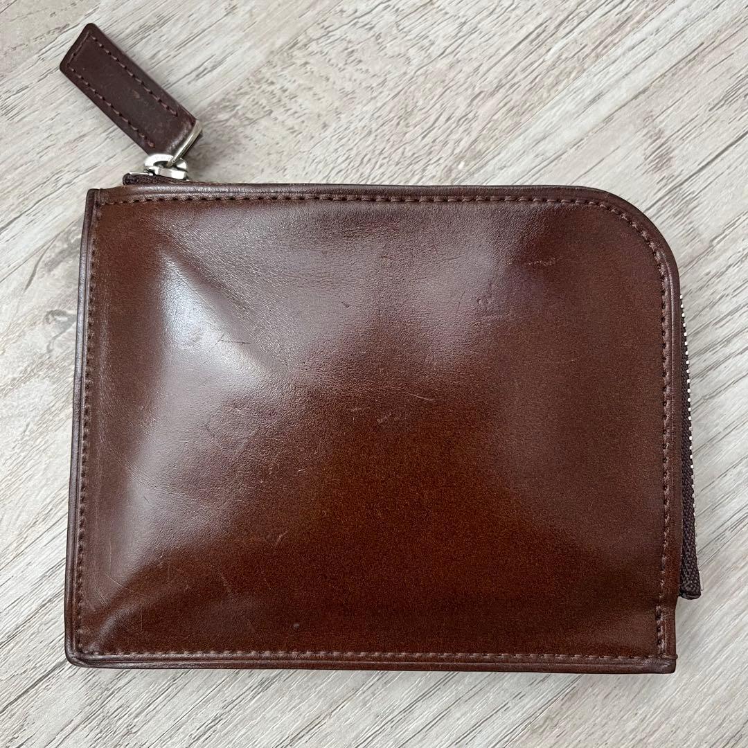 土屋鞄　コードバン　Lファスナー　ミニ財布　馬革　ブラウン レザー ケース