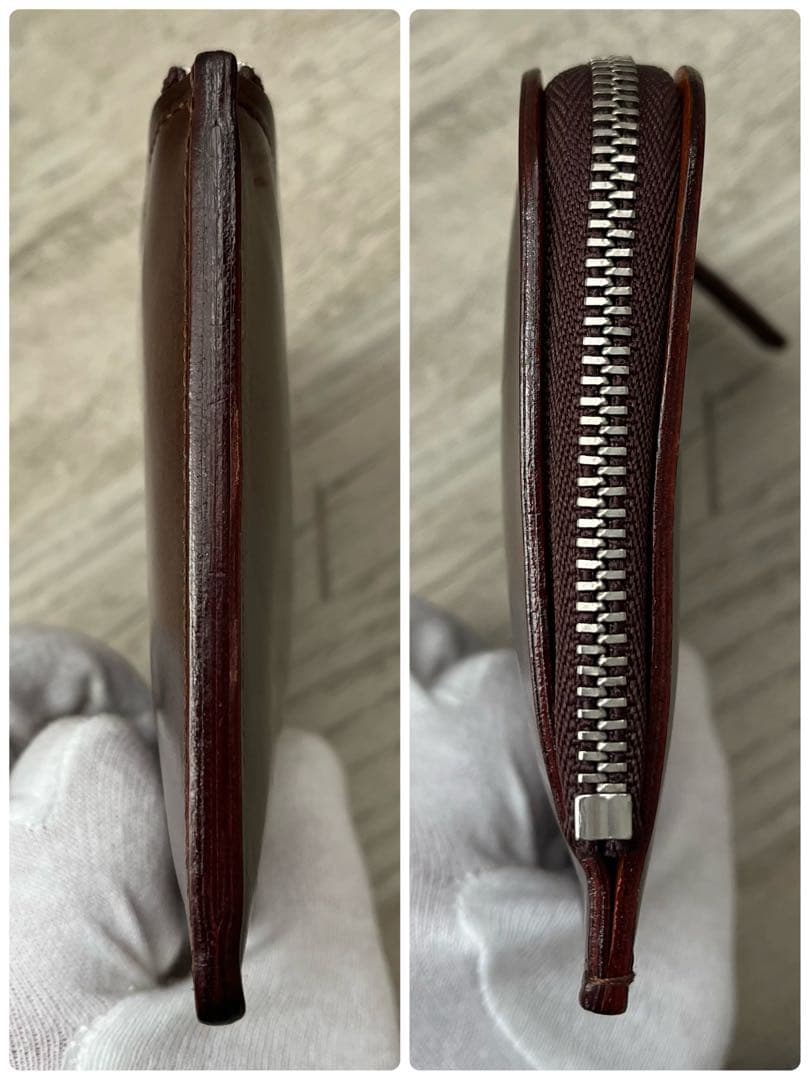 土屋鞄　コードバン　Lファスナー　ミニ財布　馬革　ブラウン レザー ケース