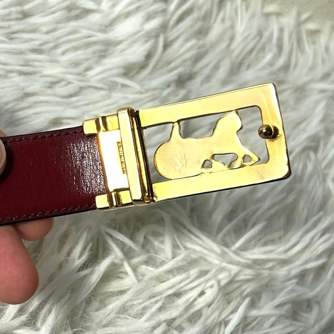 未使用保管品　CELINE ベルト　リバーシブル　馬車金具　ゴールド　黒×茶