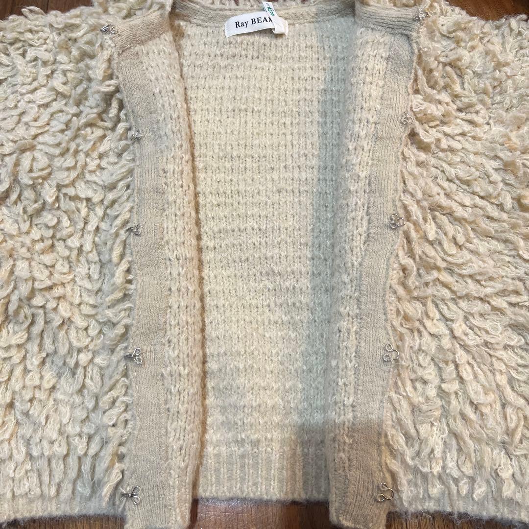 Ray BEAMS ミックス ループ編み ニット ジャケット