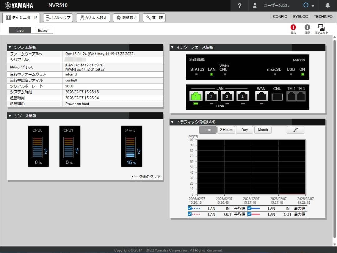 YAMAHA ヤマハ ギガアクセスVoIPルーター NVR510 美品 23年製