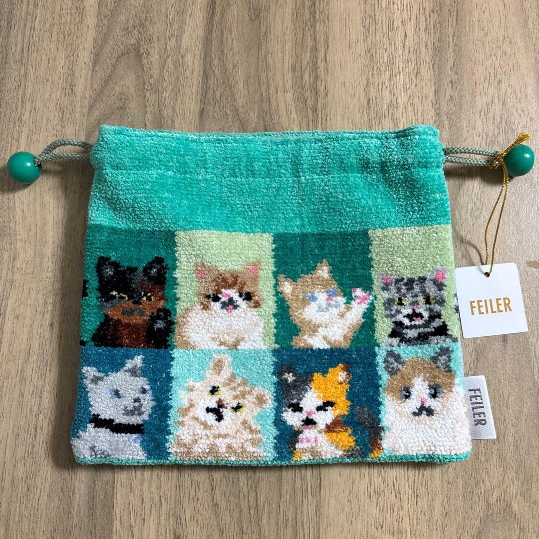 【完売品】フェイラー　ルックマイキャット　ハンカチ　巾着