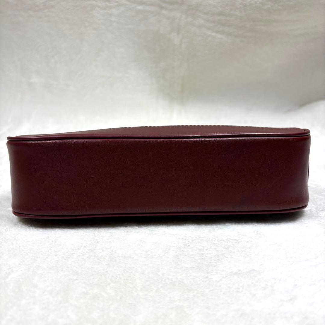 COACH コーチ アクセサリーポーチ ハンドバッグ レザー ワインレッド