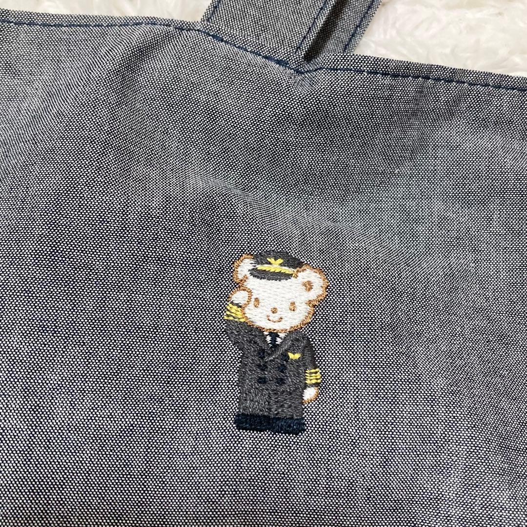 未使用に近い♡ ファミリア ANA レッスンバッグ 刺繍 くま 飛行機 グレー