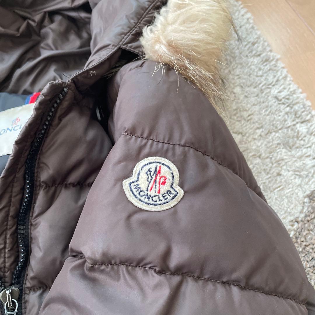 モンクレール　メス　ブラウン ダウンジャケット ファー付　サイズ0