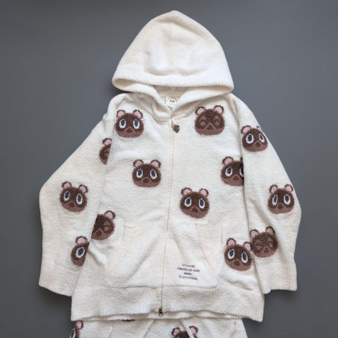 【美品】ジェラートピケ×あつ森 つぶまめジャガードパーカハーフパンツセットアップ