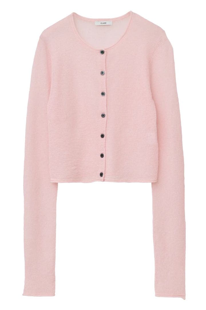 クラネ SHEER ROLLED EDGE KNIT CARDIGAN ピンク
