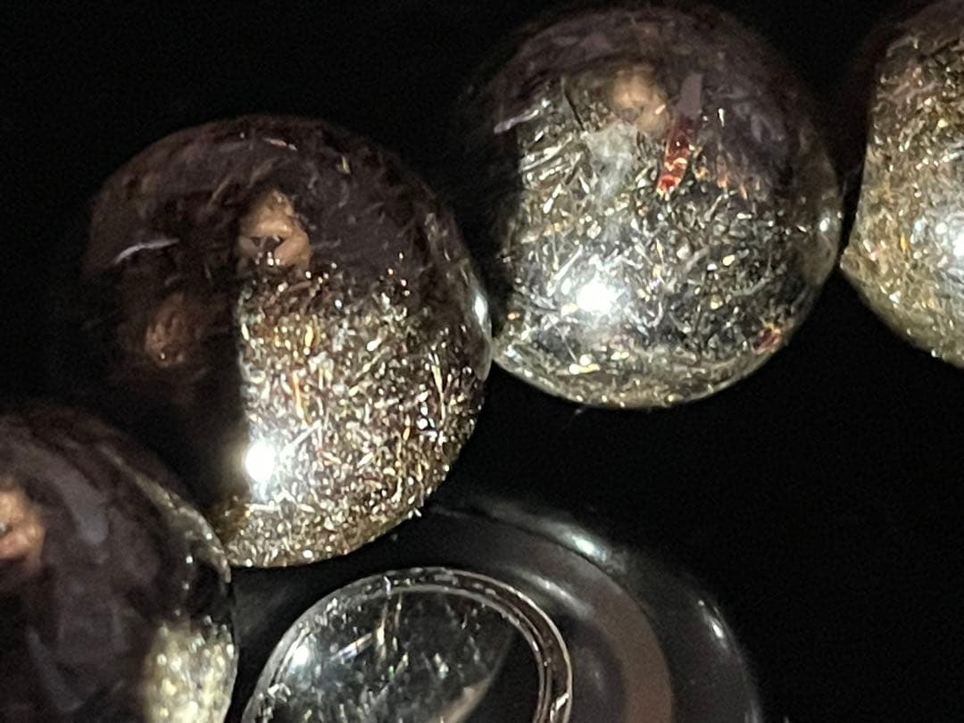 ブラックプラチナルチルクォーツ12.5mm級ブレスレット(ヘマタイト共生)