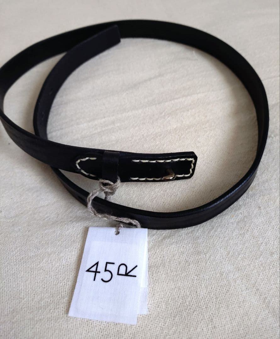 45R ヴィンテージのレザーベルト（細）黒