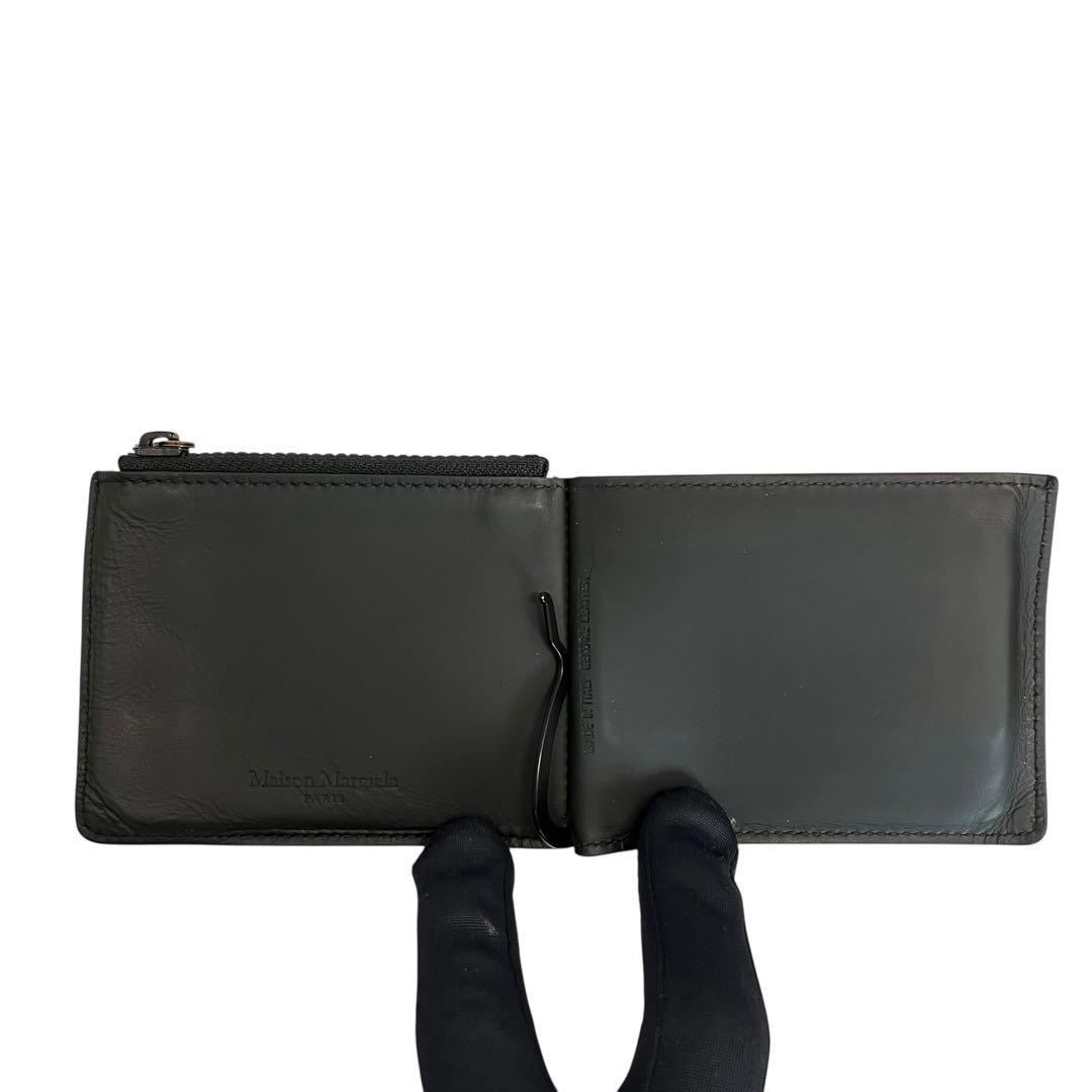 極美✨メゾンマルジェラ マネークリップ 札入れ 4ステッチ レザー ブラック