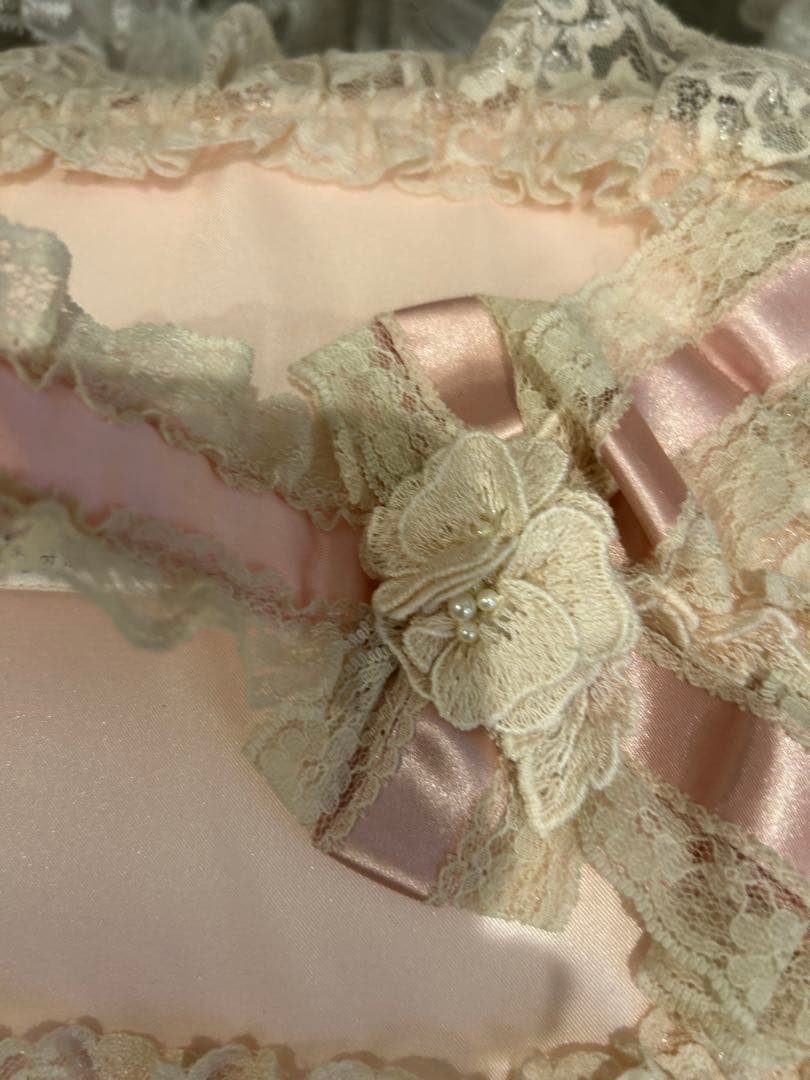 さえらamifie レースポーチ ピンクフリフリ可愛い大●横30×28持ち手入れ