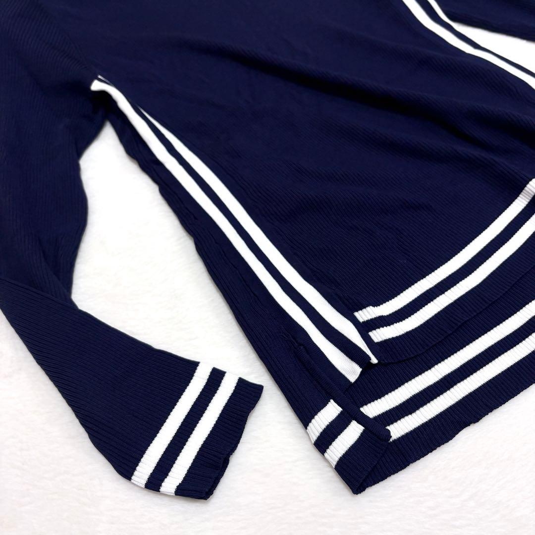 【スーパービューティー】美品 リブニット カーディガン アンサンブル ビジュー