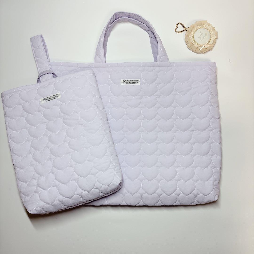 みっき様　ヌビ　ハート　キルト　レッスンバッグ　上履き袋　体操着袋　ハンドメイド