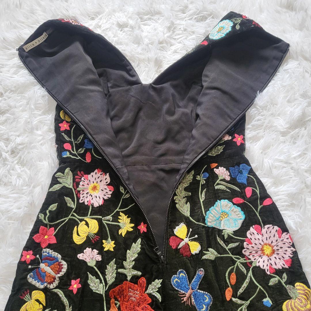alice+olivia　アリスオリビア　花柄刺繍ワンピース　ミニドレス　xs