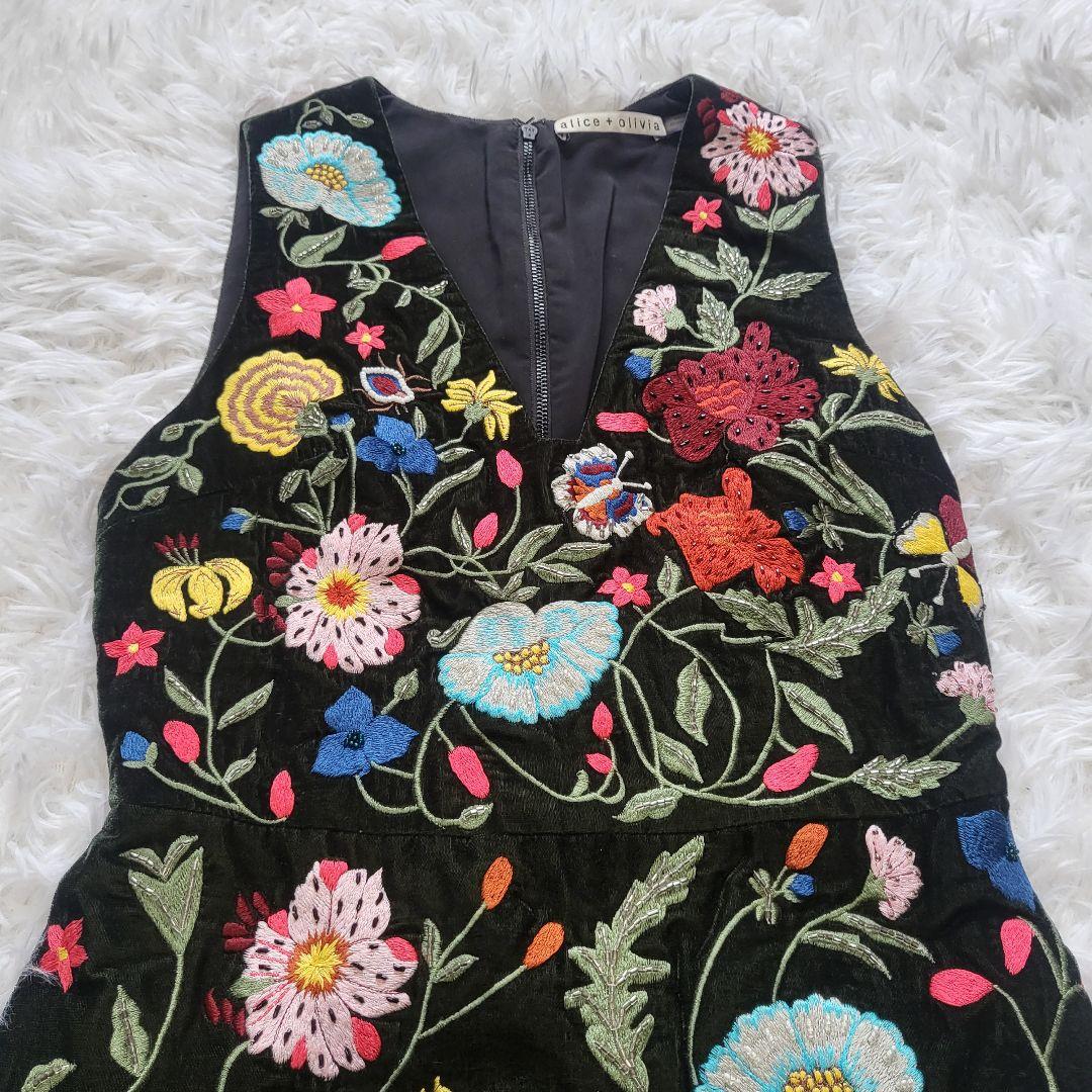 alice+olivia　アリスオリビア　花柄刺繍ワンピース　ミニドレス　xs