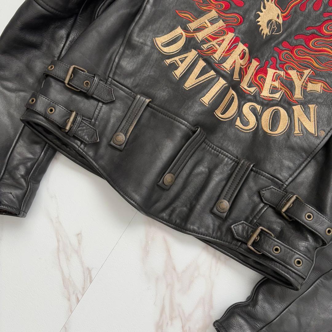 希少✨️Harley Davidsonレザー ライダース ジャケット 刺繍 M