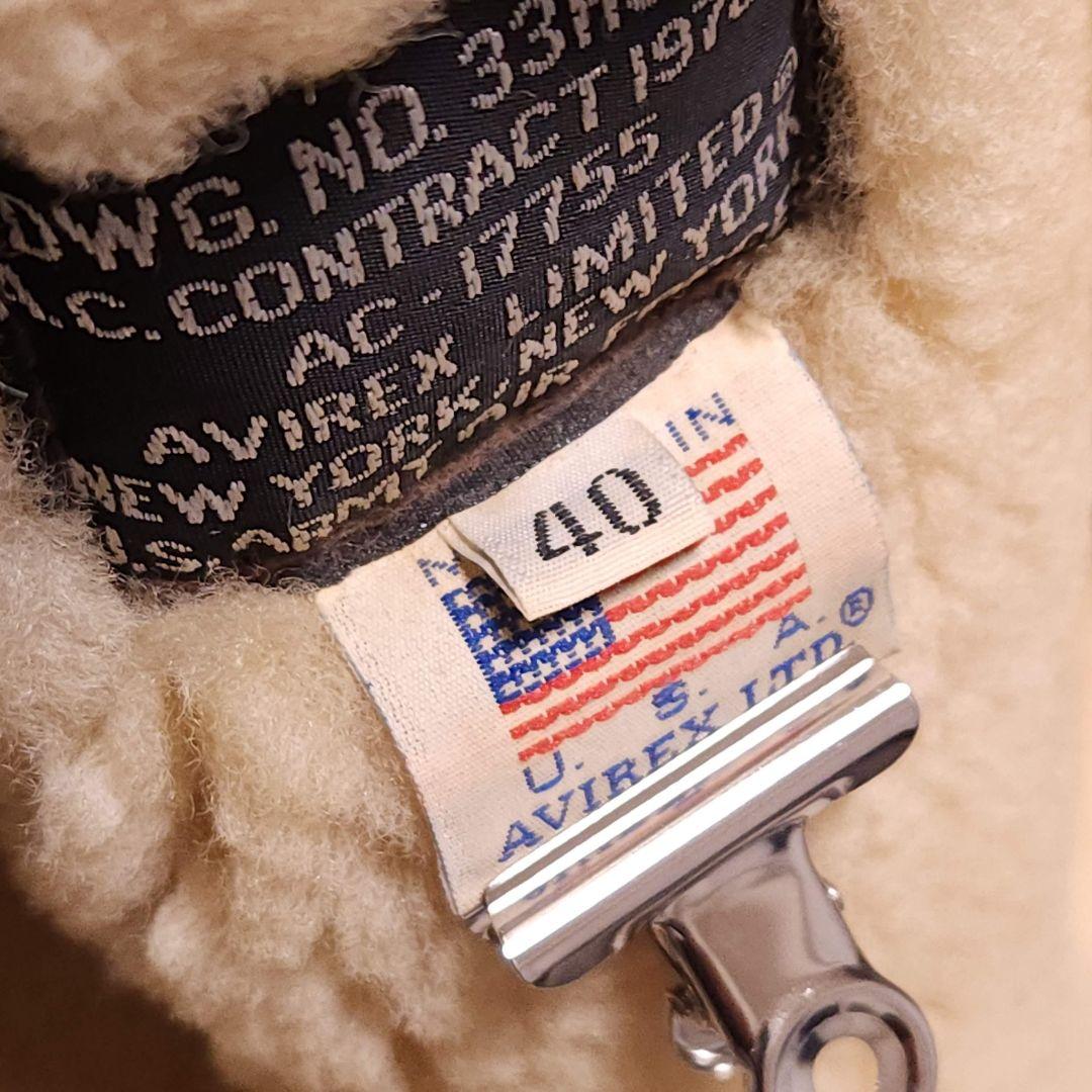 80s USA製 AVIREX TYPE B-3 B3 極厚 リアルムートンジ