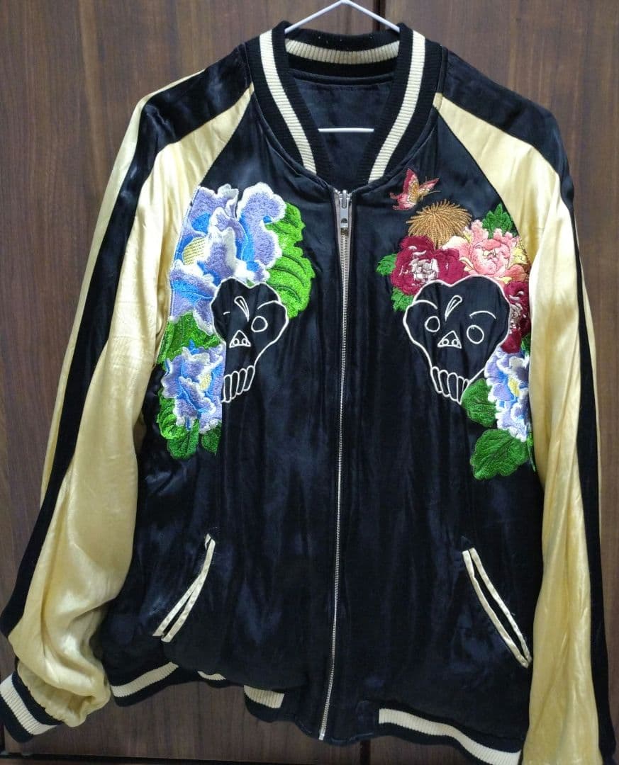 【百花繚乱】刺繍スカジャン 黒/金 新撰組モチーフ