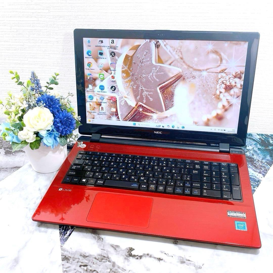 人気機種✨オシャレな赤❤薄型ノートパソコン✨新品SSDで快適✨Windows11