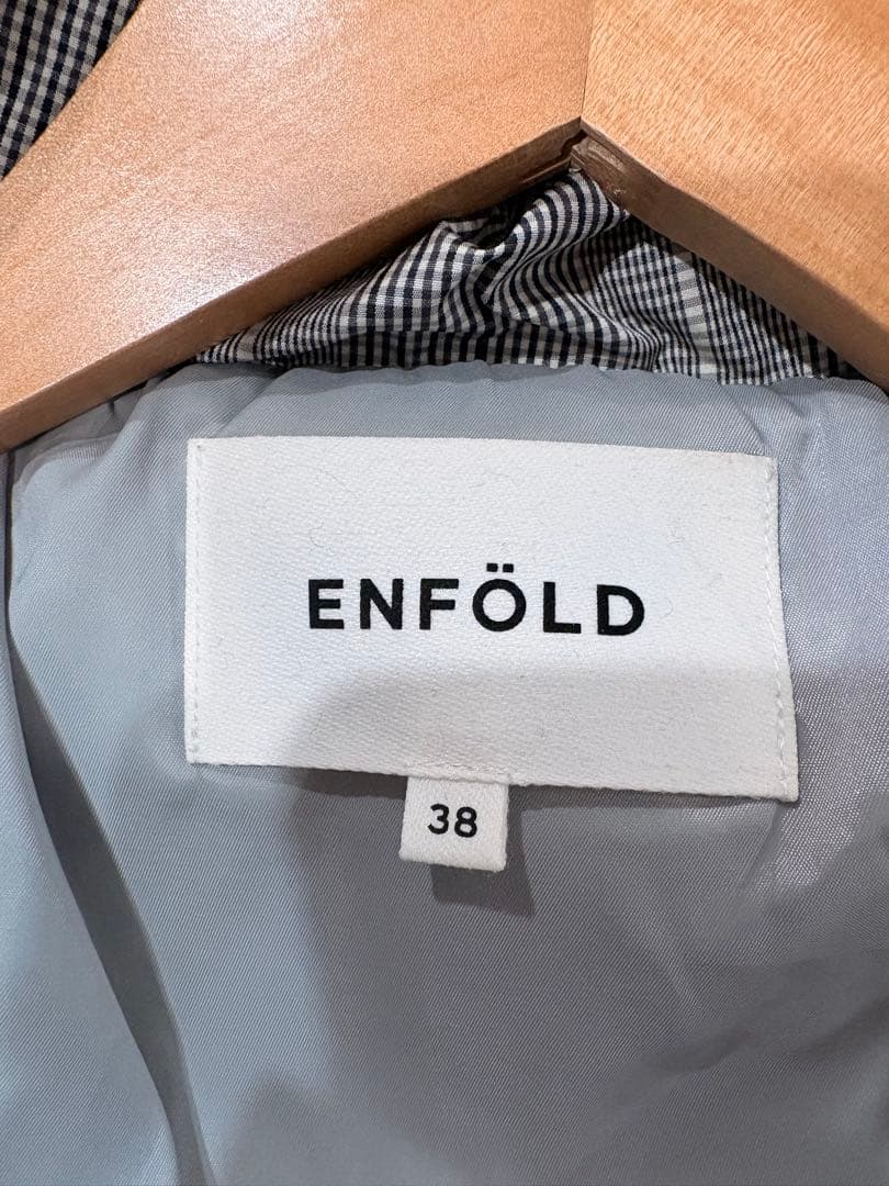 ENFOLD 2023aw チェックタフタ ミニマルダウンジャケット　38