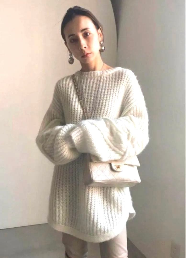 AMERI BACK CABLE KNIT バックケーブルニット ホワイト
