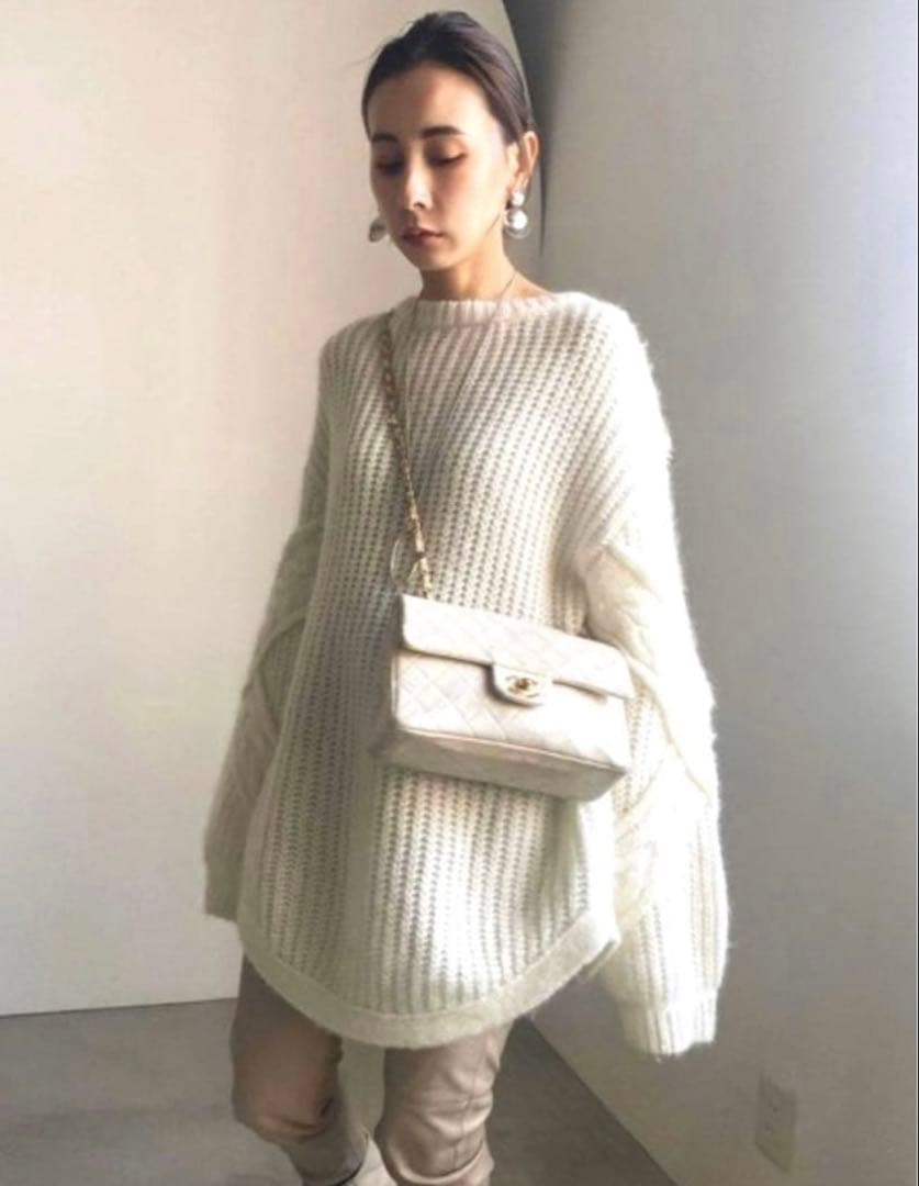 AMERI BACK CABLE KNIT バックケーブルニット ホワイト