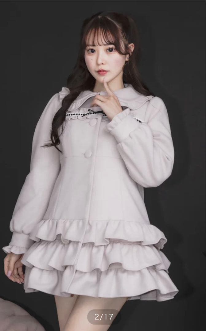 はしごレースティアードミニコート pium ピンク